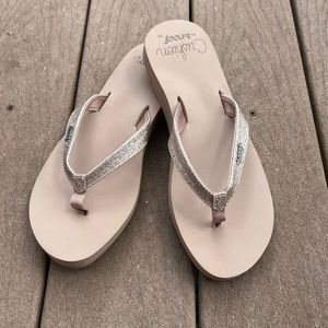 Tan Sparkly Flip Flops